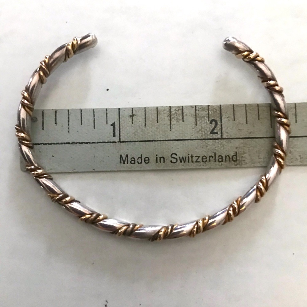 Elegant vintage Two-Tone silver and gold Twisted Cuff Bracelet